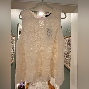 Chic Cream Sleeveless Lace Tank Top